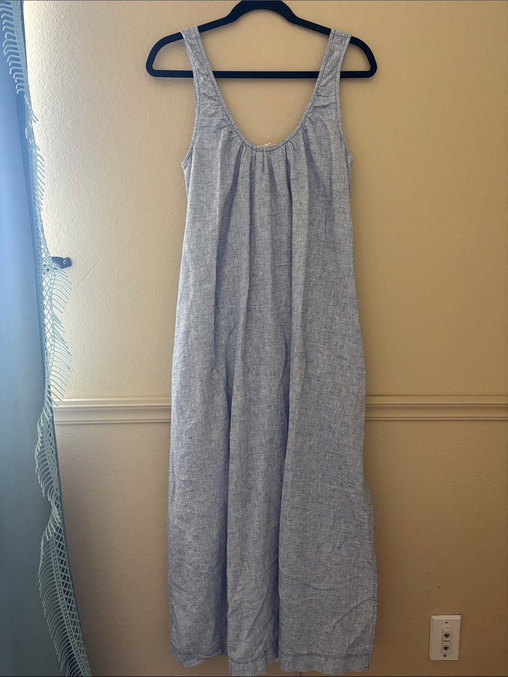 Light Blue Sleeveless linen Maxi Dress